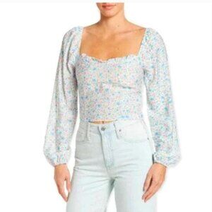 Sophie Rue Floral Long Sleeve Ruffle Crop Top